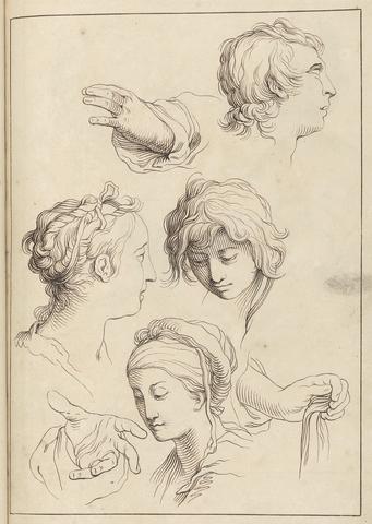 Hamlet Winstanley Sketches of Heads and Hands, January 25, 1716