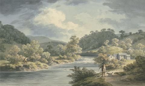 John Warwick Smith A Fisherman in the Vale of Myfod, Site of the Palace of the Princess of Powis