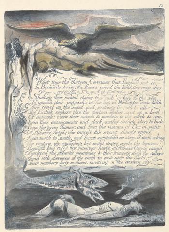 William Blake America. A Prophecy, Plate 15, "What Time the Thirteen Governors...."