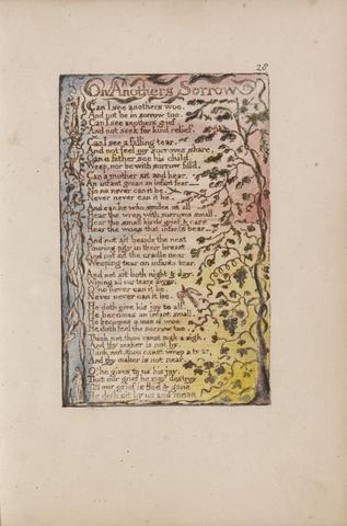 William Blake Songs of Innocence and of Experience, Plate 28, "On Anothers Sorrow" (Bentley 27)