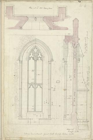 unknown artist Bishop's Palace, Wells, Somerset: Elevation, Plan and Section of Window in the Great Hall