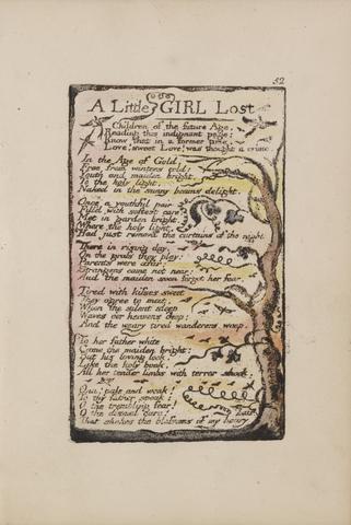 William Blake Songs of Innocence and of Experience, Plate 52, "A Little Girl Lost" (Bentley 51)