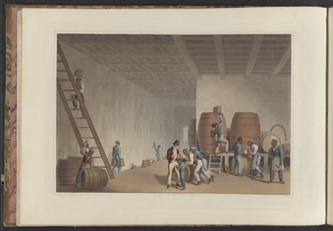 Ten views in the island of Antigua : in which are represented the process of sugar making, and the employment of the Negroes, in the field, boiling-house and distillery / from drawings made by William Clark.