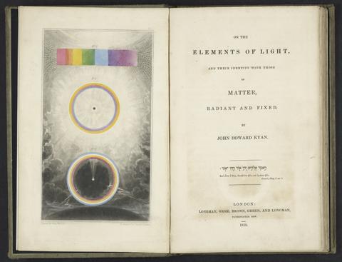 Kyan, John Howard, 1774-1850. On the elements of light and their identity with those of matter, radiant and fixed /