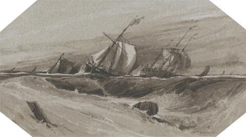 François Louis Thomas Francia Ships Heeling Over in a Stormy Sea