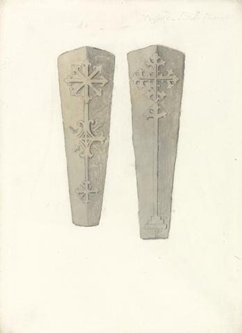 John Sell Cotman Studies of Two Coffin Lids from (?) Norfolk Churches