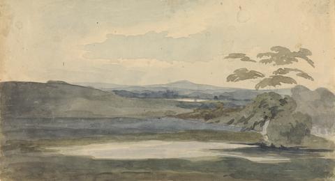 Thomas Sully Landscape with Trees and Mountains, Lake in Foreground