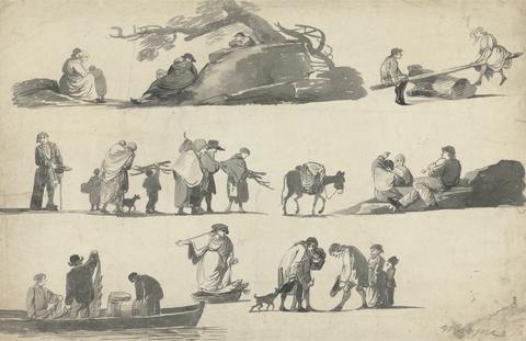 William Payne Sheet of Figure Sketches