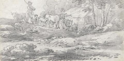 William Frederick Wells Landscape with Figures and Cattle