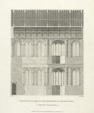 Samuel Rawle Elevation of Part of the Interior of Crosby Hall (Council Room)
