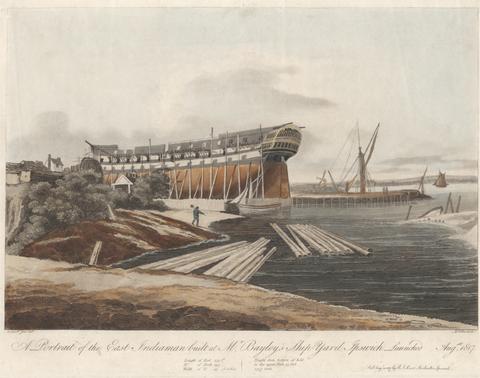 Robert Pollard A Portrait of the East Indiaman built at Mr. Bayley's Ship Yard, Ipswich, Launched Aug. 1817