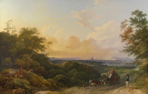 Philippe-Jacques de Loutherbourg The Evening Coach, London in the Distance