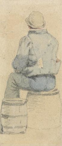 Samuel Prout A Seated Peasant Boy Seen From Behind