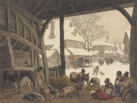 Robert Hills A Village Snow Scene