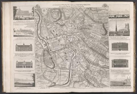 Rocque, John, -1762. A geometrical plan of the city and suburbs of Bristol /