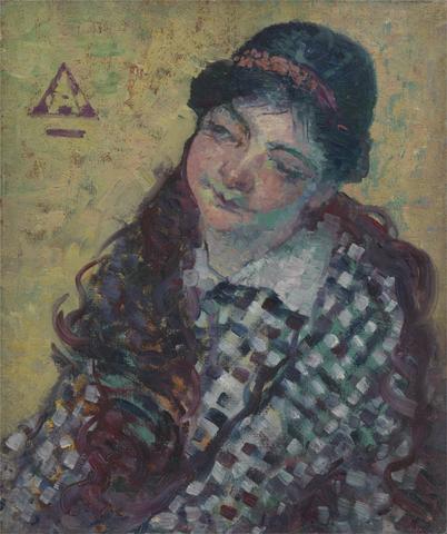 Alfred Wolmark Young Woman in a Checkered Dress