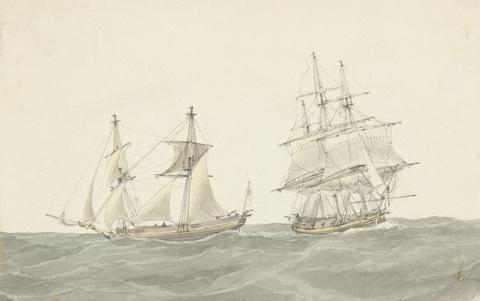 Joseph Cartwright Barquentine and Frigate in Heavy Seas