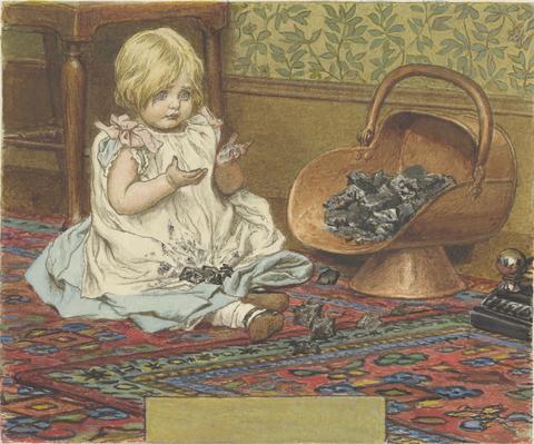 Robert Barnes Girl Playing with Coal