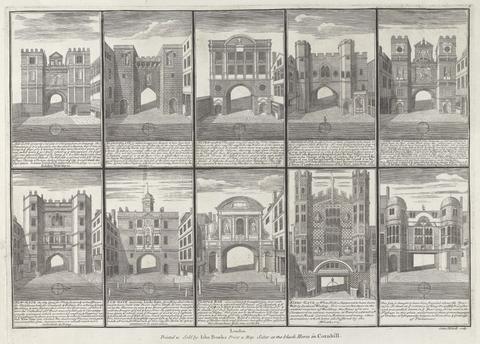 Sutton Nicholls Views of ten gates of London on one sheet.