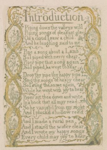 William Blake Songs of Innocence and of Experience, Plate 3, "Introduction" (Bentley 4)