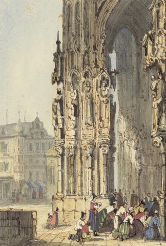 unknown artist Volume of 21 watercolors and two hand touched lithographs of continental scenes