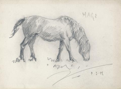 Sir Alfred J. Munnings "Mare": Study of a Grazing Mare, Facing Right
