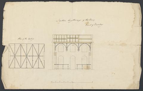 James Wyatt Cobham Hall, Kent: Section and Ceiling Plan of the Dairy