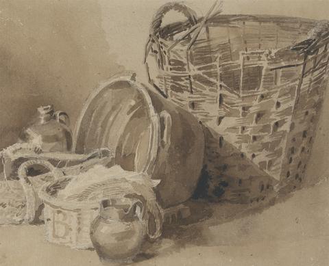 Peter DeWint Still Life with Baskets and Pottery