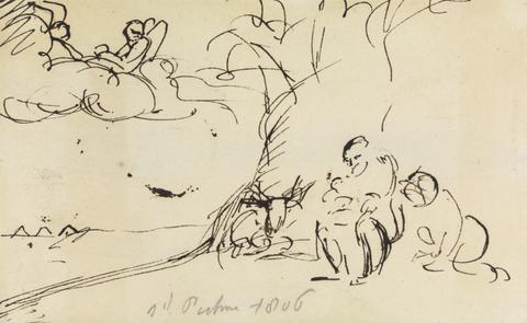 Benjamin Robert Haydon Study of Figures Sitting Under a Tree