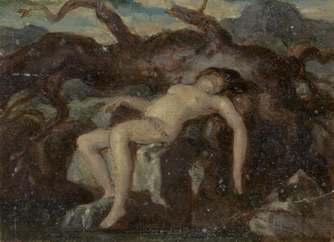 Robert Smirke Woman Sleeping in the Nude in a Wooded Landscape
