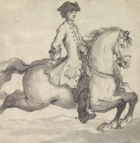 John Vanderbank "The Capriole, When He Rises Before & at the Same Time Thro's Out His Hind Legs & Quarters Upon a Strait Line:" Engraved as Plate 25 in "Twenty Five Actions of the Manage Horse..."