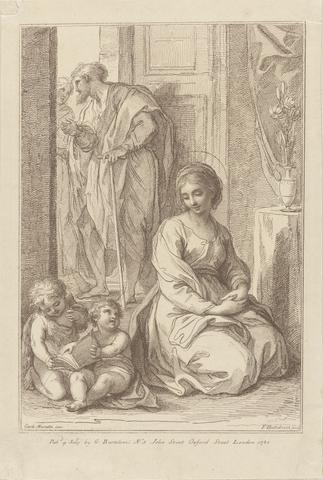 Francesco Bartolozzi RA Virgin Kneeling on Floor With Christ and John the Baptist Reading a Book