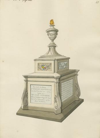Daniel Lysons Tomb of William Hogarth and Mrs. Jane Hogarth from Chiswick