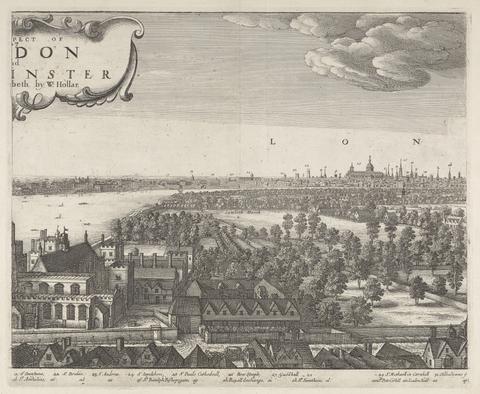 Wenceslaus Hollar The Prospect of London and Westminster taken from Lambeth (sheet 3)