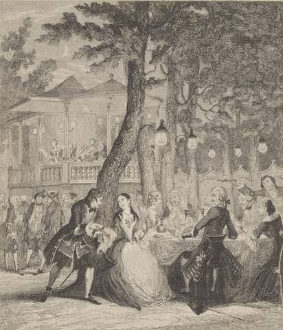 unknown artist A Illustration of Vauxhall Gardens showing a Dinner Party with the Orchestra in the background
