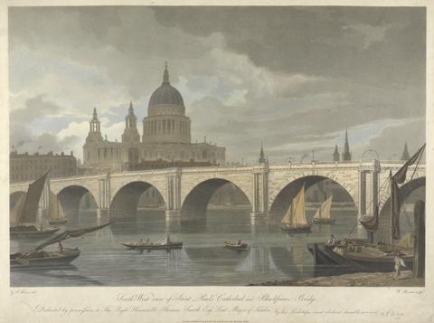William James Bennett South West View of St. Paul's Cathedral and Blackfriars Bridge