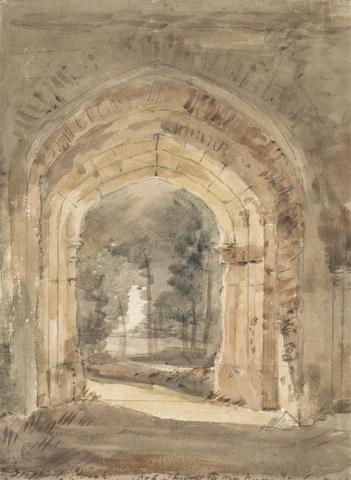 John Constable East Bergholt Church, Looking Out the South Archway of the Ruined Tower