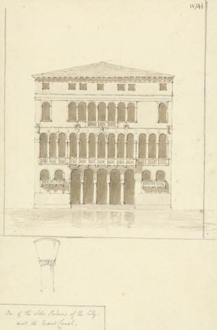 Study of an Older Palace in Venice