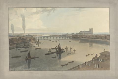 William Daniell Plate VI: London, Westminster Bridge and the Abbey