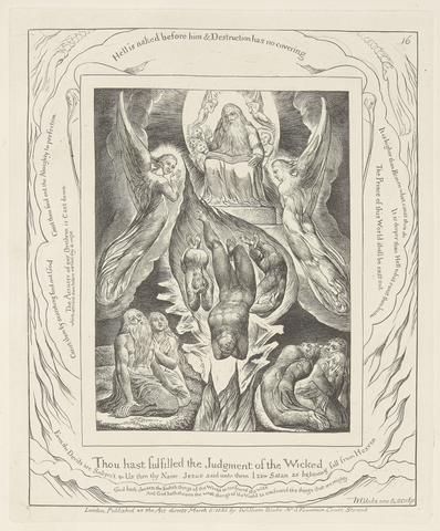 William Blake Book of Job, Plate 16, The Fall of Satan