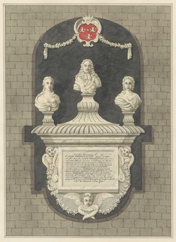 Daniel Lysons Memorial to Sir John Benett and his wives Elizabeth and Bridget from Harlington Church