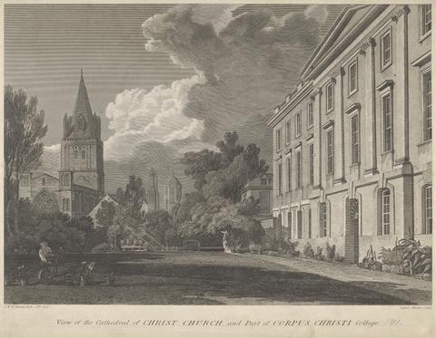 James Basire the younger View of the Cathedral of Christ Church and Part of Corpus Christi College