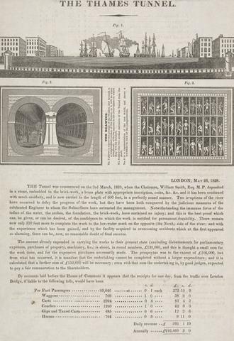unknown artist Handbill describing the Building and Finances of the Thames Tunnel