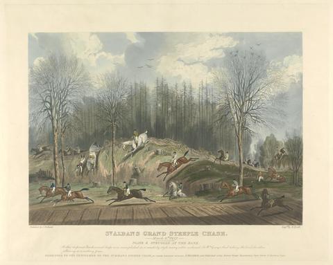 Henry Pyall Steeple-chasing [set of six]: St. Albans Grand Steeple Chase. / 8 March 1832. Plate 4. Struggle at the Bank ...