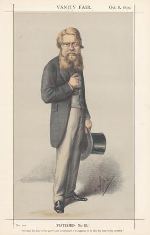 Carlo Pellegrini Vanity Fair - Chancellors of Exchequer. Statesmen No.65 'He does his duty of his party, and is fortunate if it happens to be also his duty to his country'. Nothcote. 8 October 1870