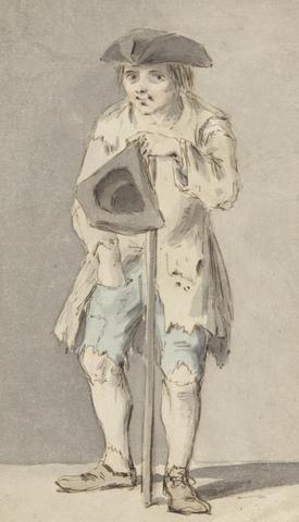 Louis Philippe Boitard Beggar with Staff Holding Tricorn Hat