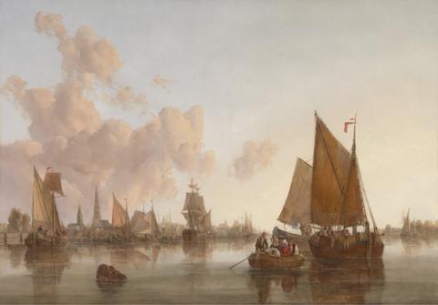 John Berney Crome Sailing Boats and Barges on a Dutch(?) Estuary