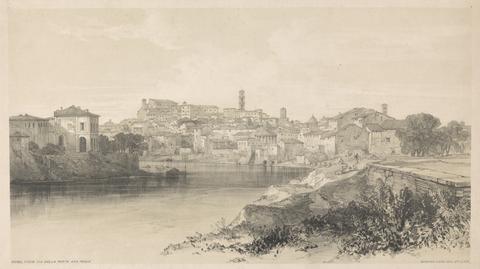 Edward Lear Rome from Via della Porta San Paolo, from Views in Rome and its Environs, 1841