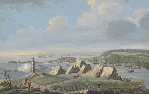 Pierre Charles Canot Views of Montreal and Louisburg: A View of Louisburg in North America taken near the Light House when that city was beseiged in 1758