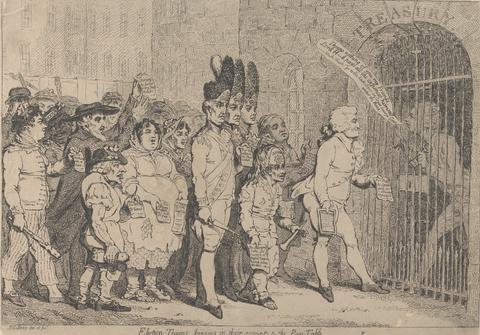 James Gillray Election Troops bringing in their accounts to the Paytable